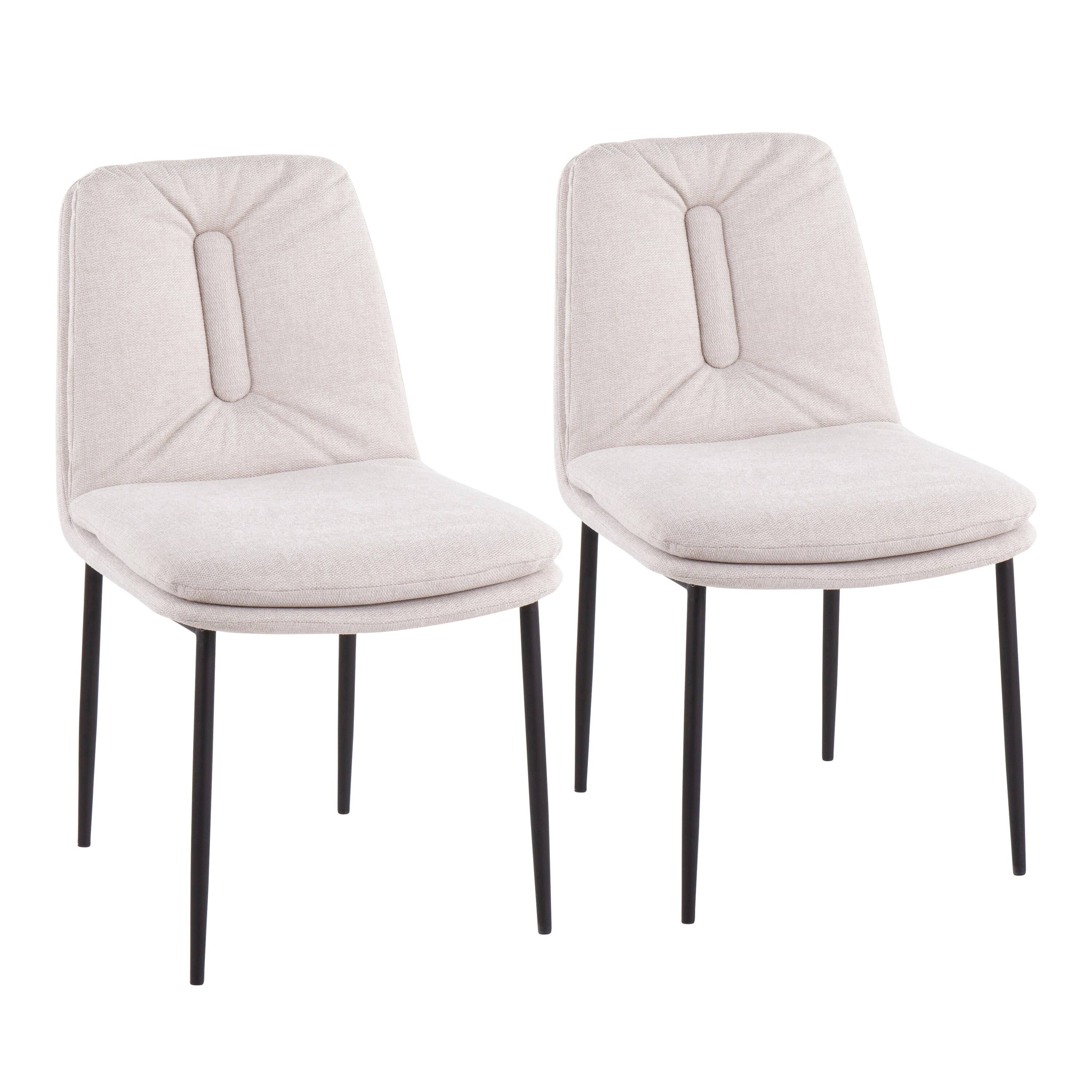 Cream Fabric and Black Steel Dining Chair Set of 2 W837006