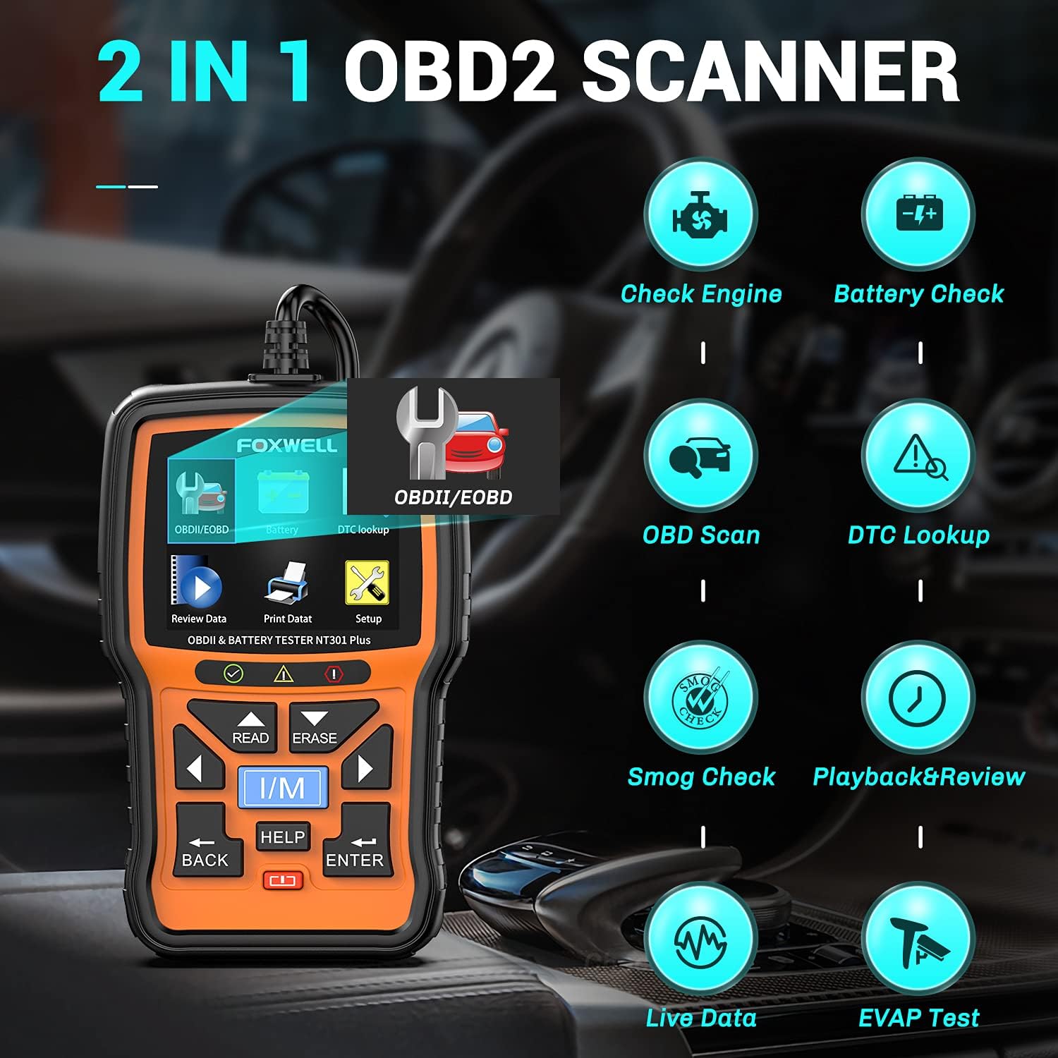 OBD2 Scanner with 12V Battery Tester E8883