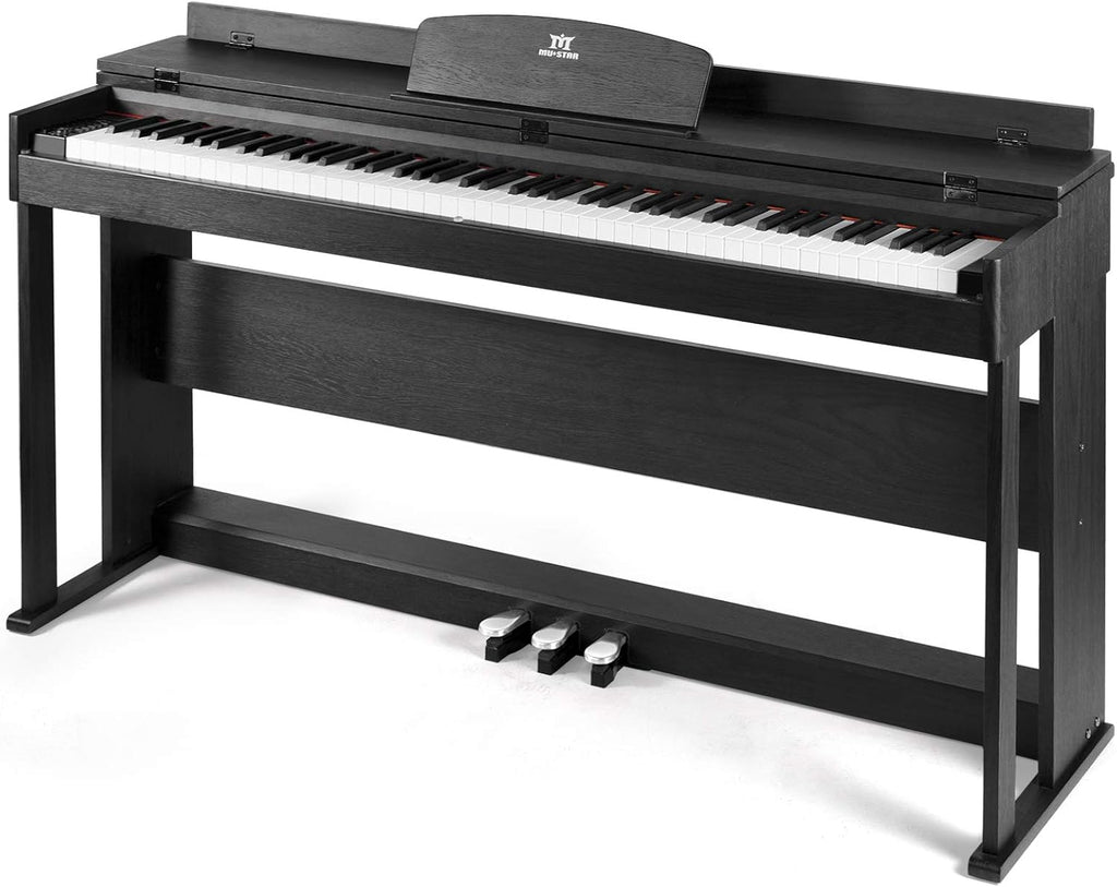 Black 88 Key Weighted Hammer Action Digital Piano with Dual Stereo Speakers, 3 Pedals, Furniture Stand L30735