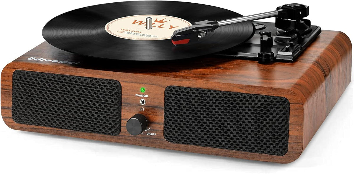 Record Player Vinyl Wireless Turntable with Built-in Speakers 3-Speed Portable Vintage LP Player C702126