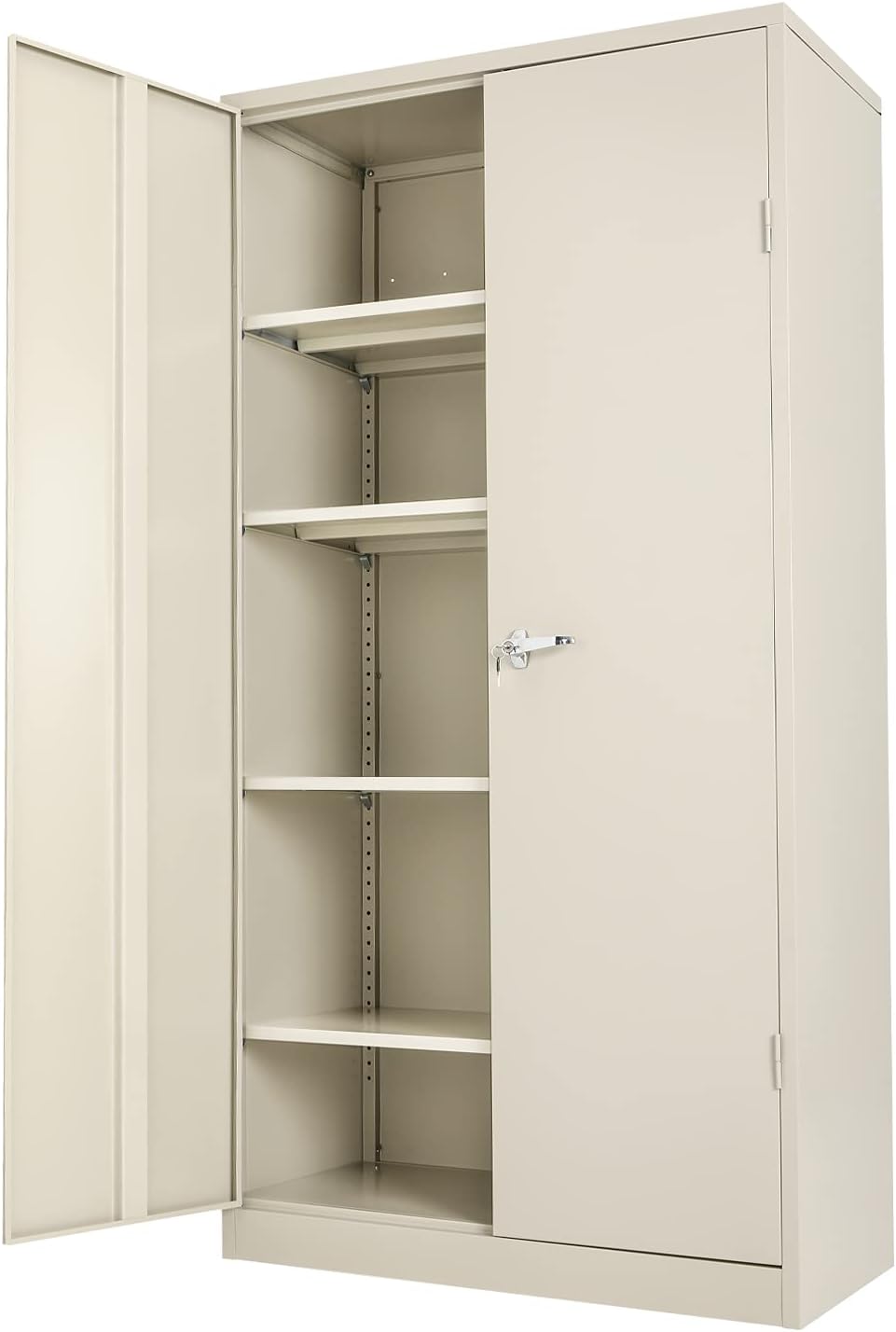 Black 72 Locking Metal Storage Cabinet with 4 Adjustable Shelves and 2 Doors W70402