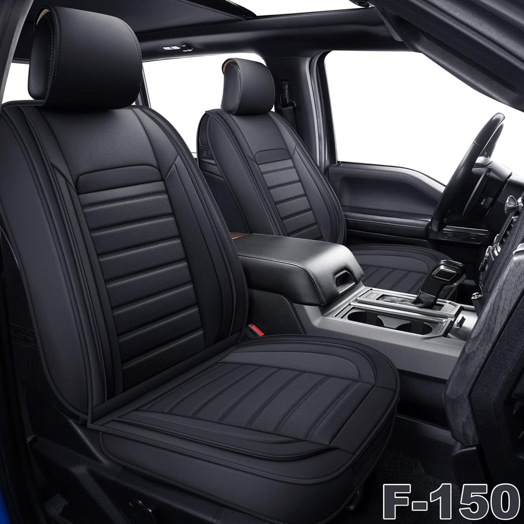 Leather Car Seat Covers Full Set, Black B50376