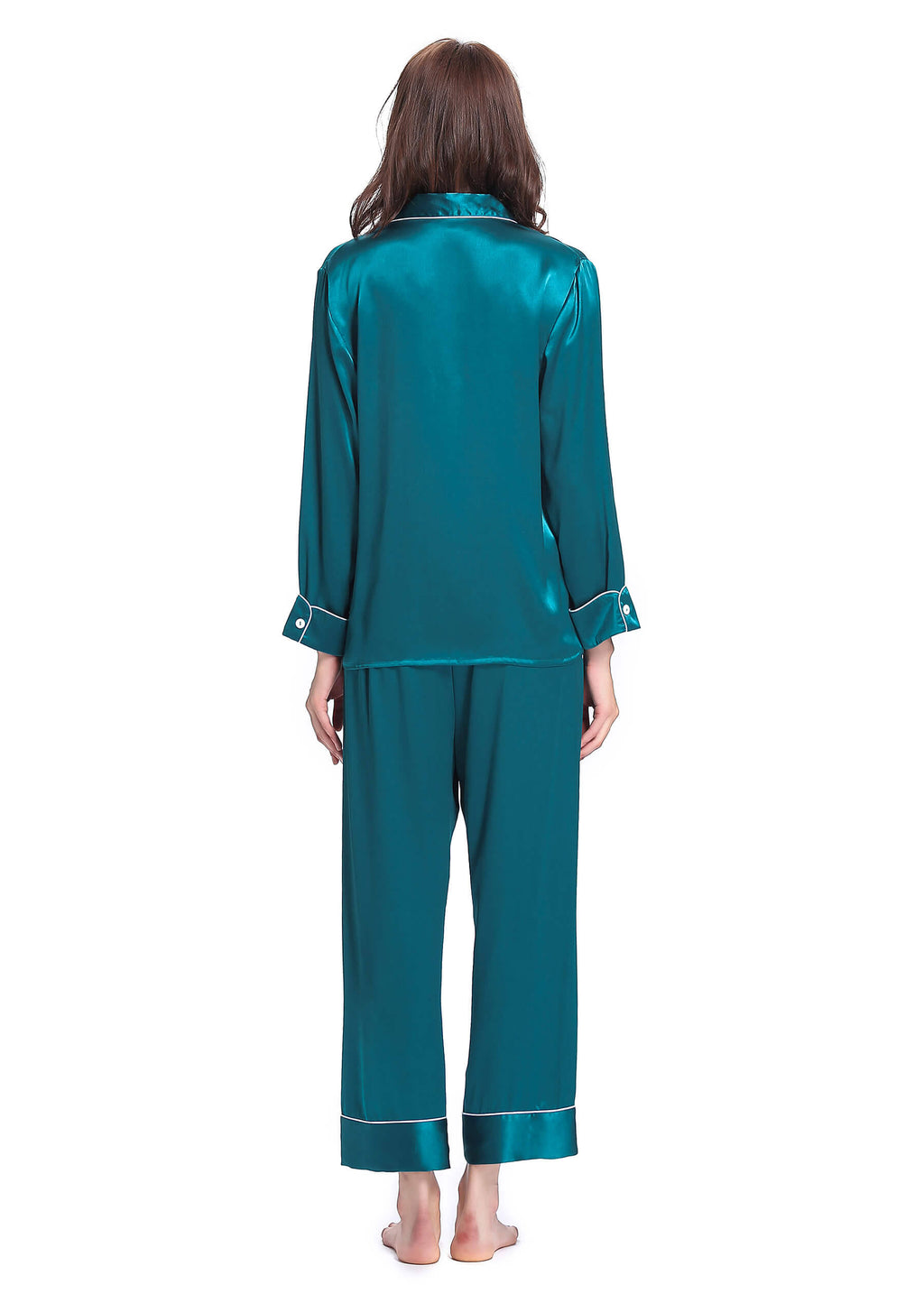 Pure Silk Pajamas Dark Teal S M406
