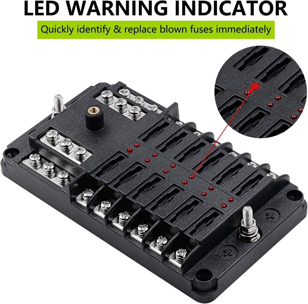 6 Circuit Fuse Block with Ground and Protection Cover for 12V/24V G42002