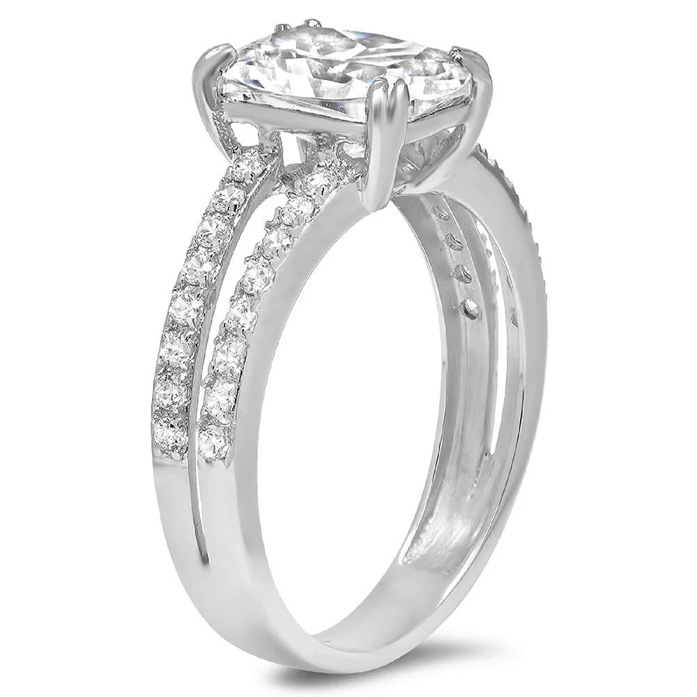 14K White Gold Cushion Cut Cultured Diamond Engagement Ring F135612
