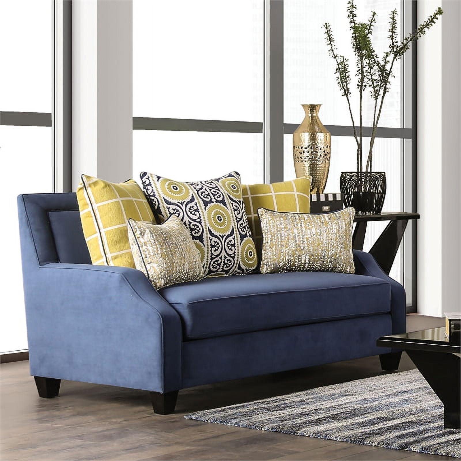 Navy Fabric Upholstered 2-Piece Sofa Set M33737