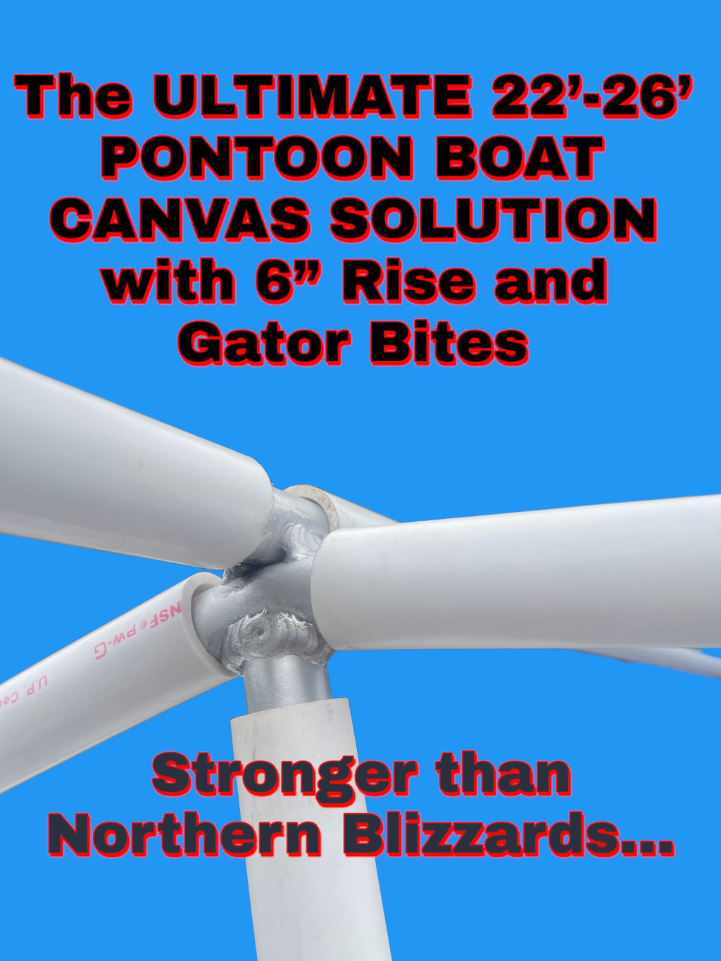 Pontoon Boat Canvas Solution with 6 Rise with 18 Gator Bites P866099