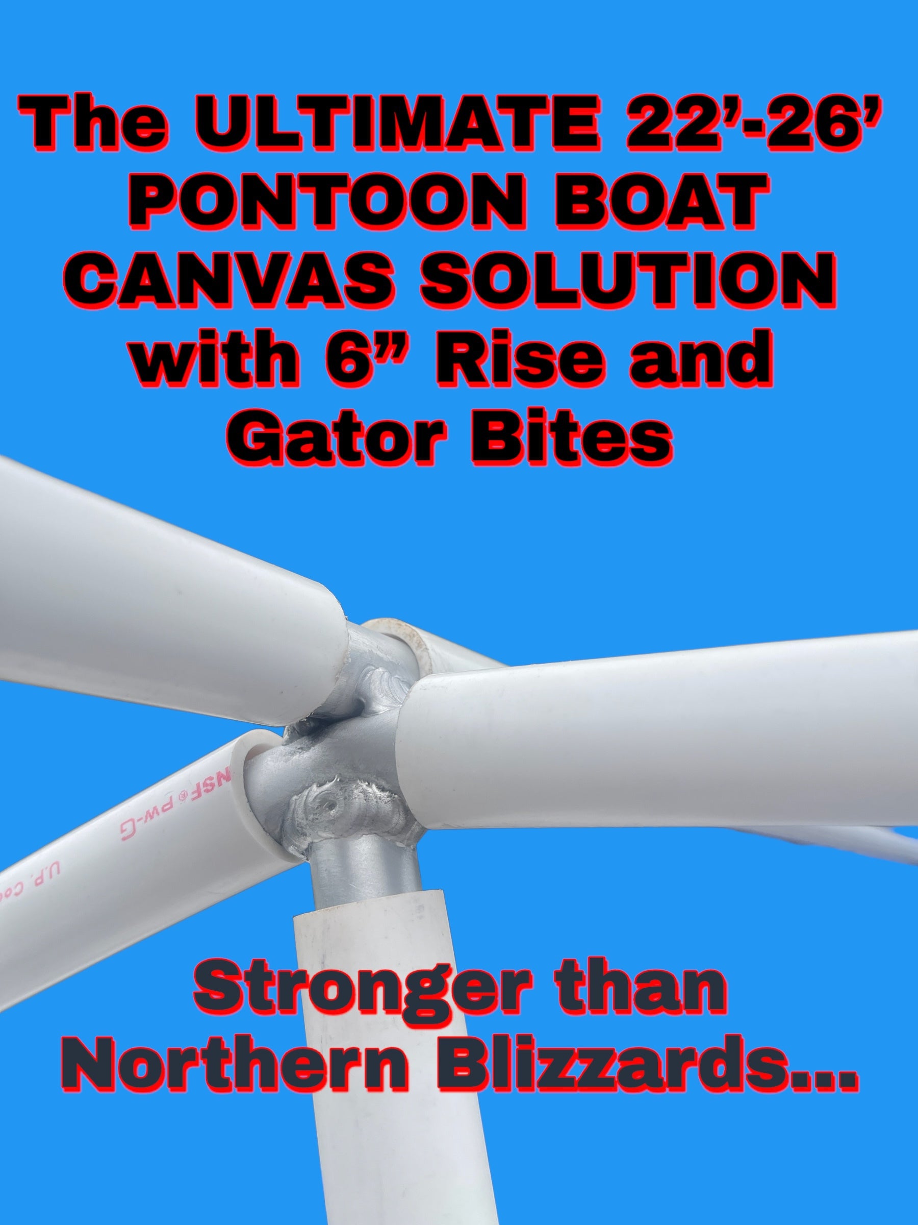 Pontoon Boat Canvas Solution with 6 Rise with 18 Gator Bites P866099