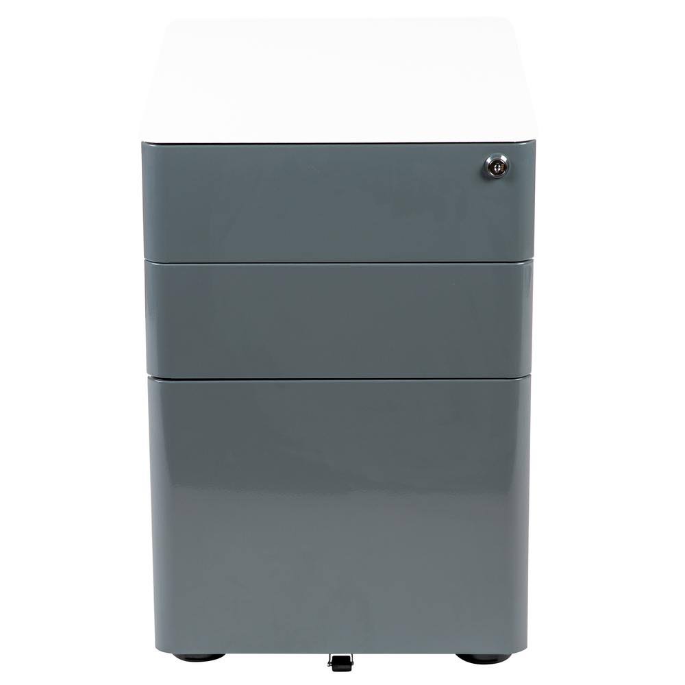White and Charcoal Vertical File Cabinet V6310