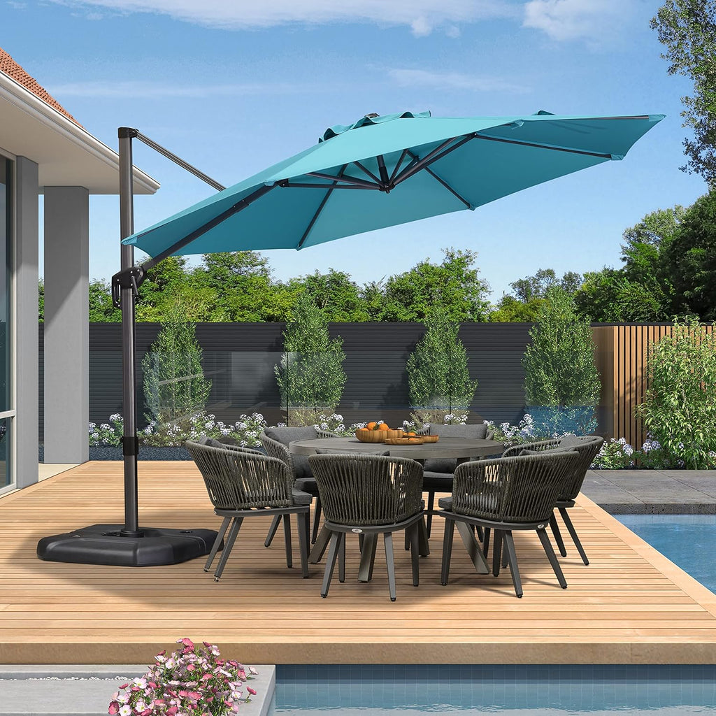 Grey 8 Feet Aluminum Cantilever Square Patio Umbrella Y7399